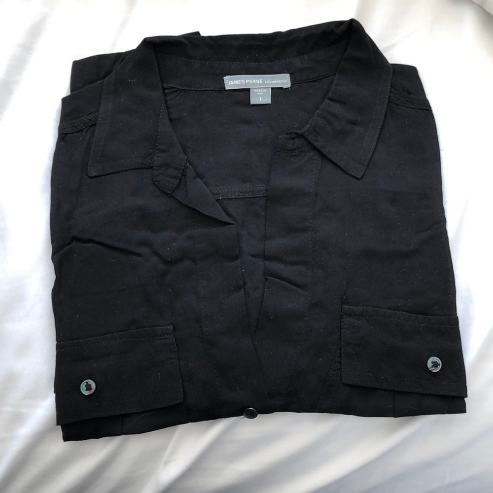 Black Collared James Perse Blouse - image 1